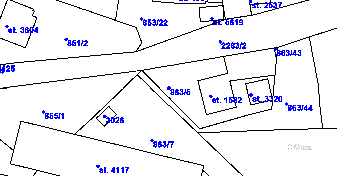 Parcela st. 863/5 v KÚ Trutnov, Katastrální mapa