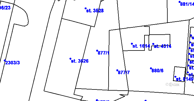 Parcela st. 877/1 v KÚ Trutnov, Katastrální mapa