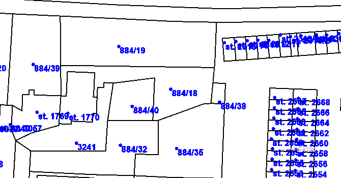 Parcela st. 884/18 v KÚ Trutnov, Katastrální mapa