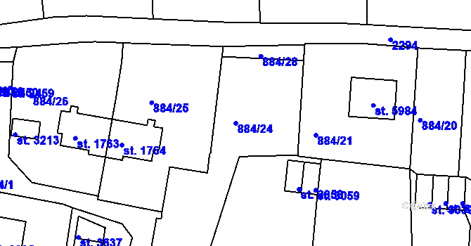 Parcela st. 884/24 v KÚ Trutnov, Katastrální mapa