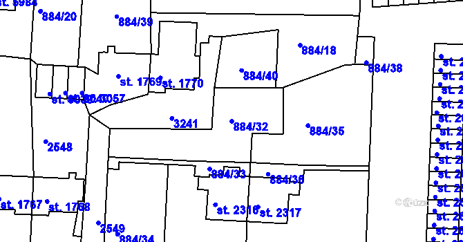 Parcela st. 884/32 v KÚ Trutnov, Katastrální mapa
