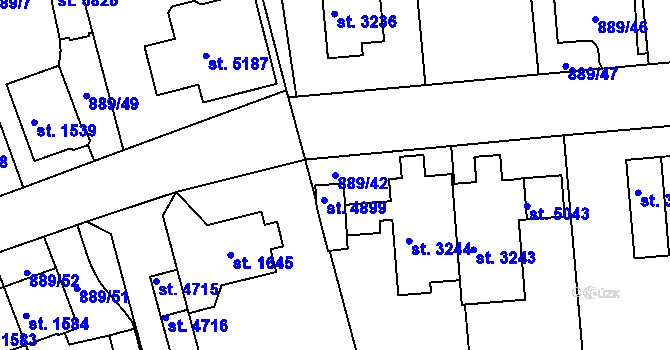 Parcela st. 889/42 v KÚ Trutnov, Katastrální mapa