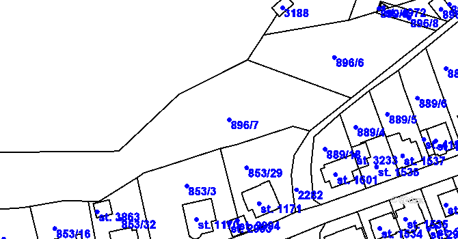 Parcela st. 896/7 v KÚ Trutnov, Katastrální mapa