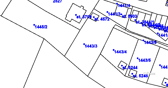 Parcela st. 1443/3 v KÚ Trutnov, Katastrální mapa