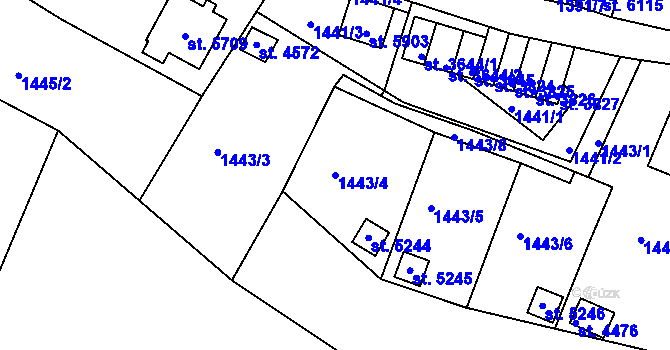 Parcela st. 1443/4 v KÚ Trutnov, Katastrální mapa