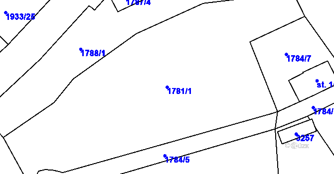 Parcela st. 1781/1 v KÚ Trutnov, Katastrální mapa
