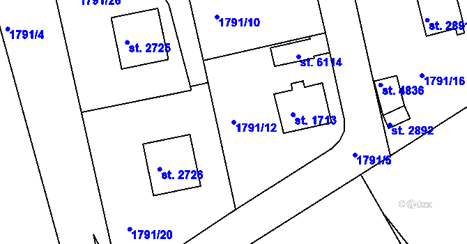 Parcela st. 1791/12 v KÚ Trutnov, Katastrální mapa