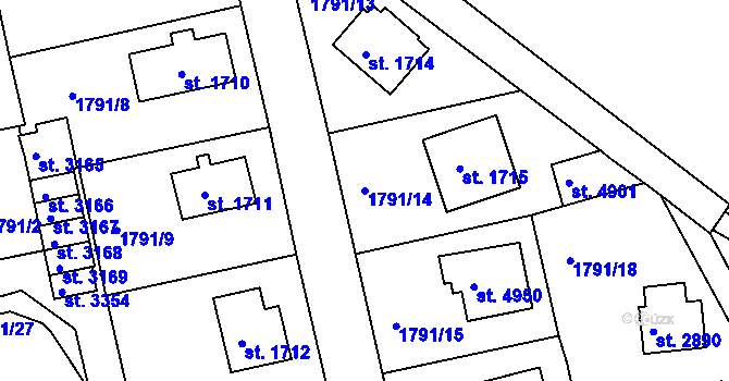 Parcela st. 1791/14 v KÚ Trutnov, Katastrální mapa