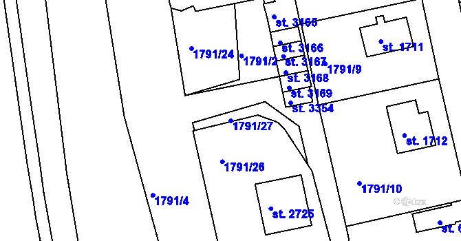 Parcela st. 1791/27 v KÚ Trutnov, Katastrální mapa