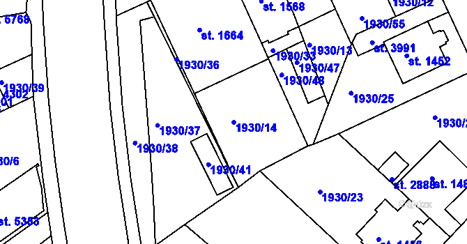 Parcela st. 1930/14 v KÚ Trutnov, Katastrální mapa