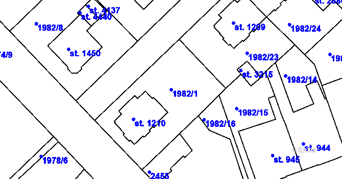 Parcela st. 1982/1 v KÚ Trutnov, Katastrální mapa