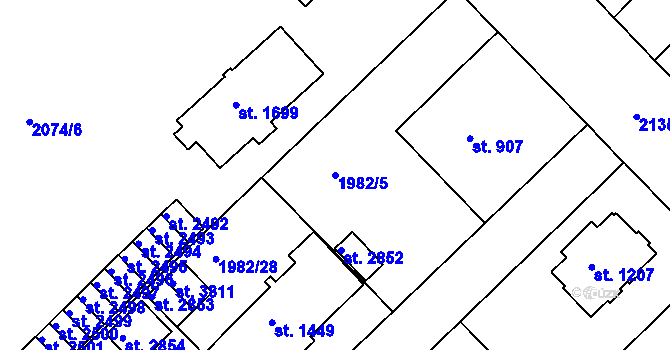 Parcela st. 1982/5 v KÚ Trutnov, Katastrální mapa