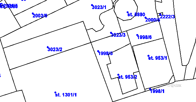 Parcela st. 1998/5 v KÚ Trutnov, Katastrální mapa