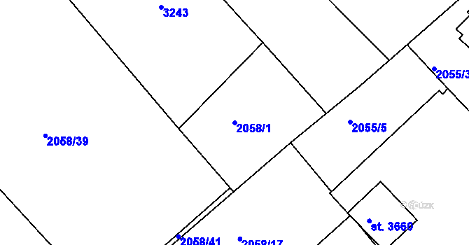 Parcela st. 2058/1 v KÚ Trutnov, Katastrální mapa