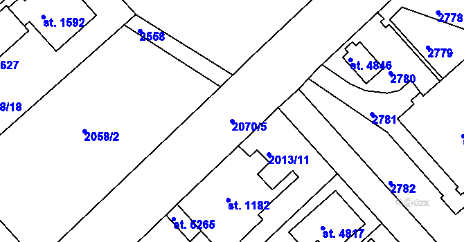Parcela st. 2070/5 v KÚ Trutnov, Katastrální mapa
