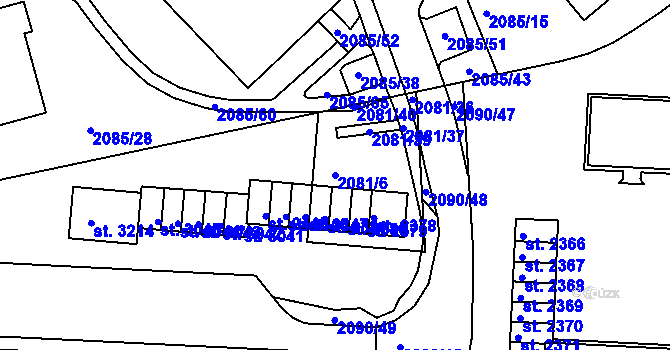 Parcela st. 2081/6 v KÚ Trutnov, Katastrální mapa