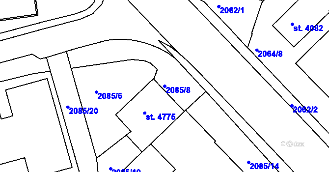Parcela st. 2085/8 v KÚ Trutnov, Katastrální mapa