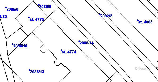Parcela st. 2085/14 v KÚ Trutnov, Katastrální mapa