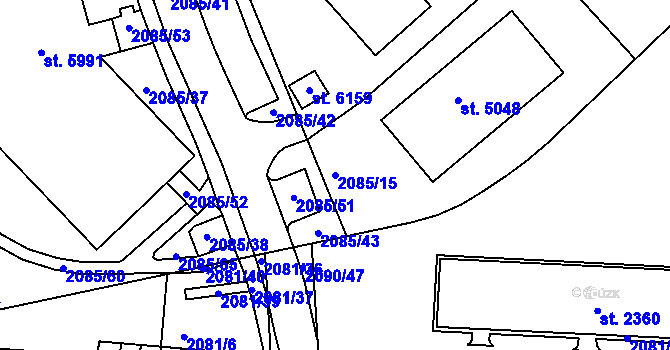Parcela st. 2085/15 v KÚ Trutnov, Katastrální mapa