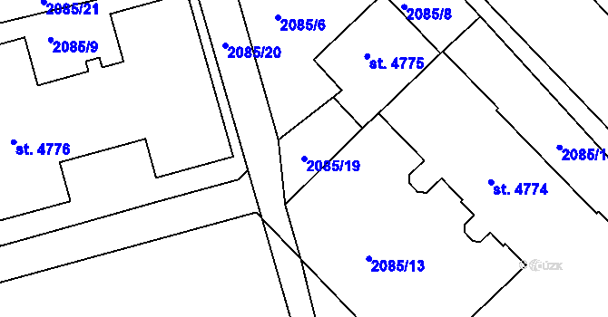 Parcela st. 2085/19 v KÚ Trutnov, Katastrální mapa