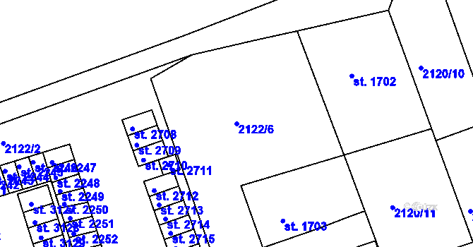 Parcela st. 2122/6 v KÚ Trutnov, Katastrální mapa