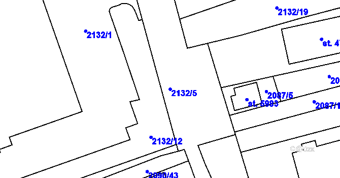 Parcela st. 2132/5 v KÚ Trutnov, Katastrální mapa