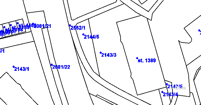 Parcela st. 2143/3 v KÚ Trutnov, Katastrální mapa