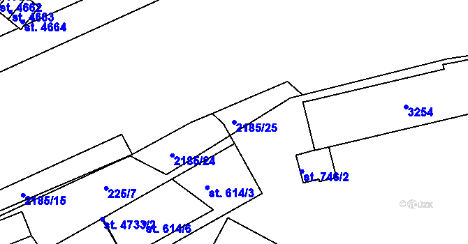 Parcela st. 2185/25 v KÚ Trutnov, Katastrální mapa