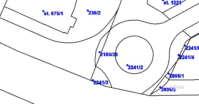Parcela st. 2185/26 v KÚ Trutnov, Katastrální mapa