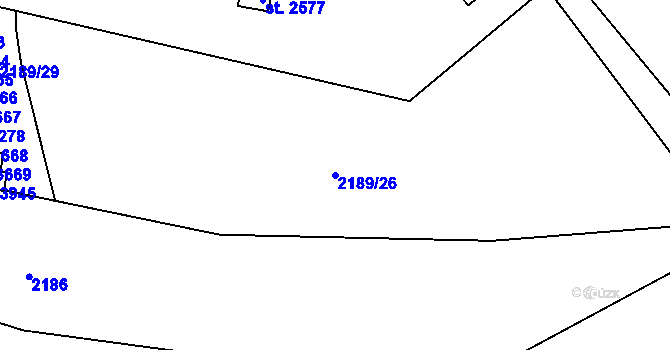 Parcela st. 2189/26 v KÚ Trutnov, Katastrální mapa