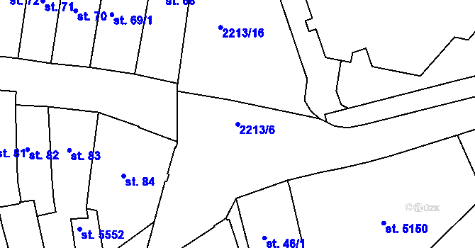 Parcela st. 2213/6 v KÚ Trutnov, Katastrální mapa