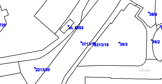 Parcela st. 2213/10 v KÚ Trutnov, Katastrální mapa