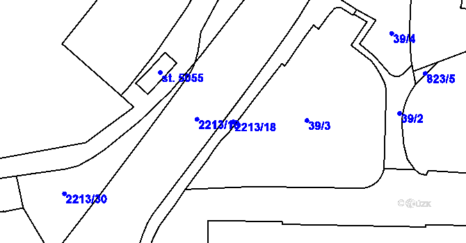 Parcela st. 2213/18 v KÚ Trutnov, Katastrální mapa