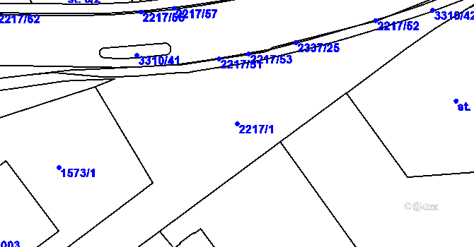 Parcela st. 2217/1 v KÚ Trutnov, Katastrální mapa