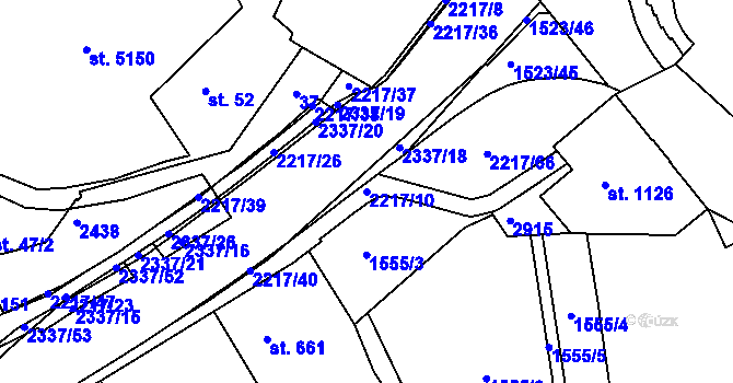 Parcela st. 2217/10 v KÚ Trutnov, Katastrální mapa