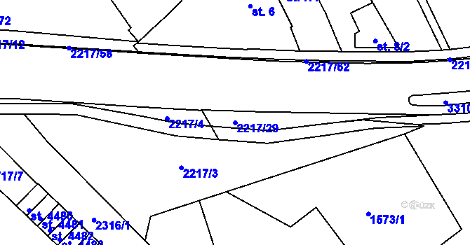 Parcela st. 2217/29 v KÚ Trutnov, Katastrální mapa