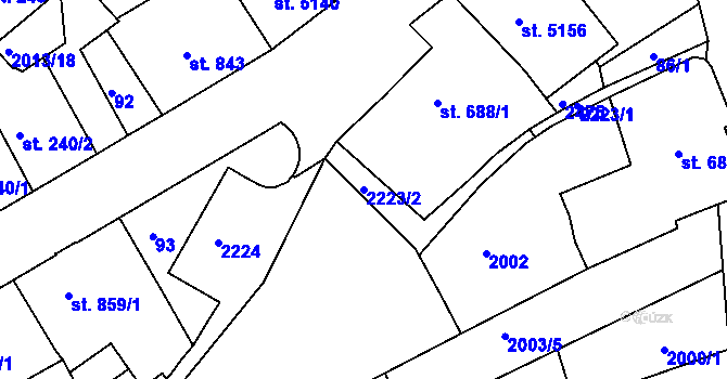 Parcela st. 2223/2 v KÚ Trutnov, Katastrální mapa