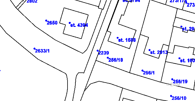 Parcela st. 2239 v KÚ Trutnov, Katastrální mapa