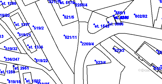 Parcela st. 2269/4 v KÚ Trutnov, Katastrální mapa