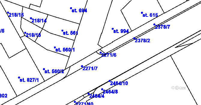 Parcela st. 2271/6 v KÚ Trutnov, Katastrální mapa