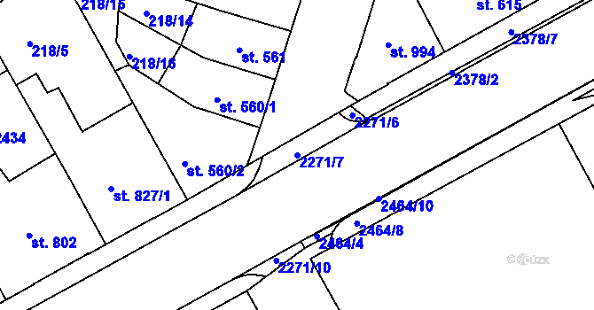 Parcela st. 2271/7 v KÚ Trutnov, Katastrální mapa