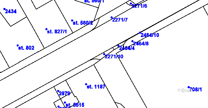Parcela st. 2271/10 v KÚ Trutnov, Katastrální mapa