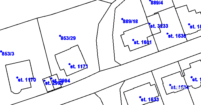 Parcela st. 2282 v KÚ Trutnov, Katastrální mapa