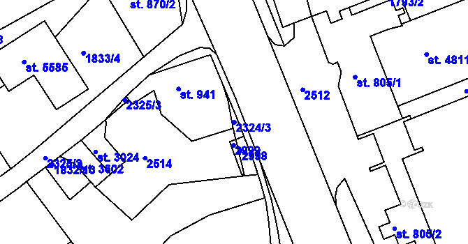 Parcela st. 2324/3 v KÚ Trutnov, Katastrální mapa