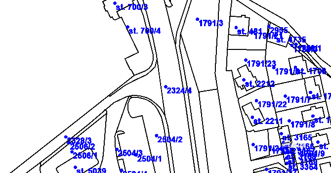 Parcela st. 2324/4 v KÚ Trutnov, Katastrální mapa
