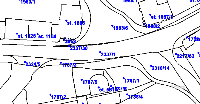 Parcela st. 2337/1 v KÚ Trutnov, Katastrální mapa