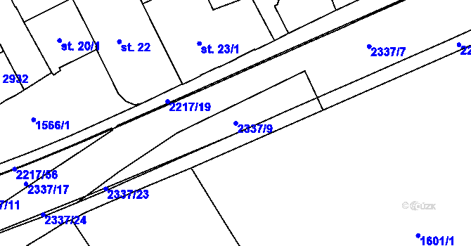 Parcela st. 2337/9 v KÚ Trutnov, Katastrální mapa