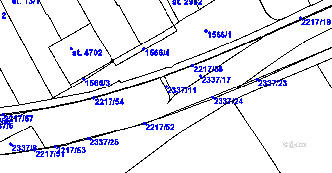 Parcela st. 2337/11 v KÚ Trutnov, Katastrální mapa