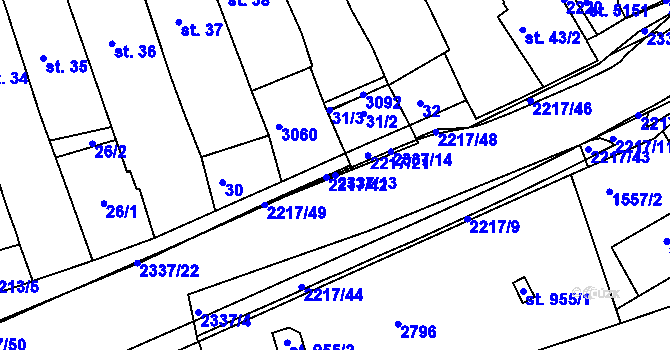 Parcela st. 2337/13 v KÚ Trutnov, Katastrální mapa