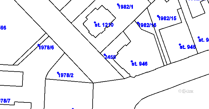 Parcela st. 2455 v KÚ Trutnov, Katastrální mapa